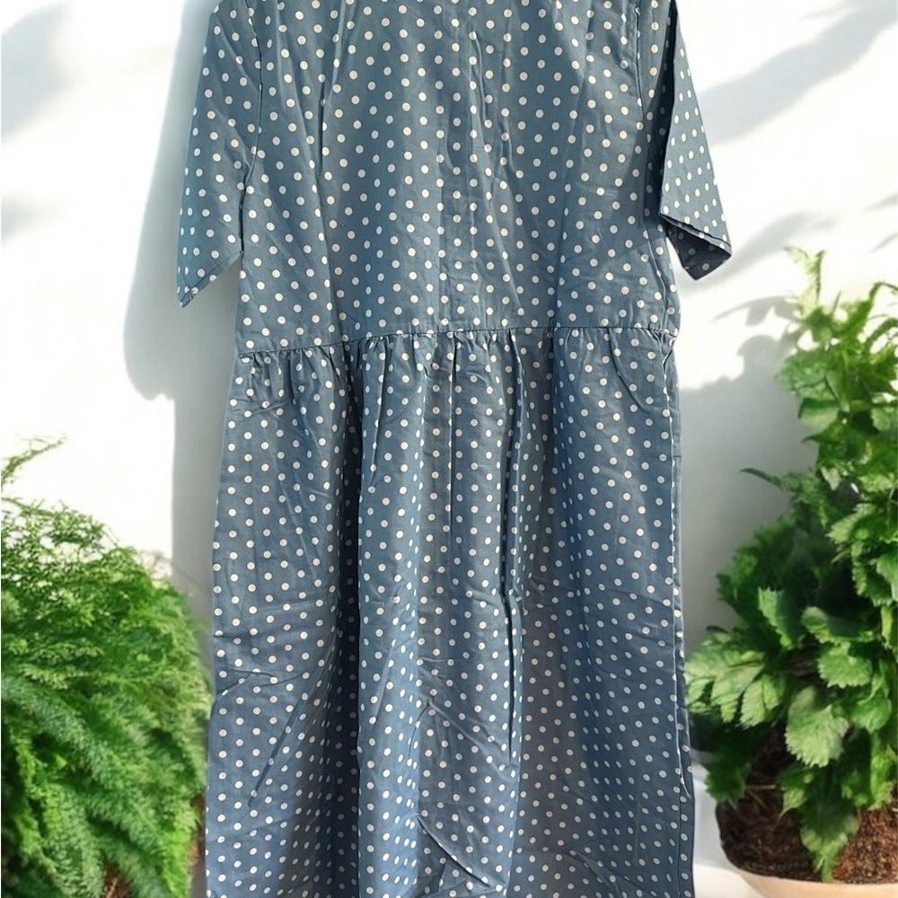 Blue Polka Dot Dress size M - Picture 2 of 2